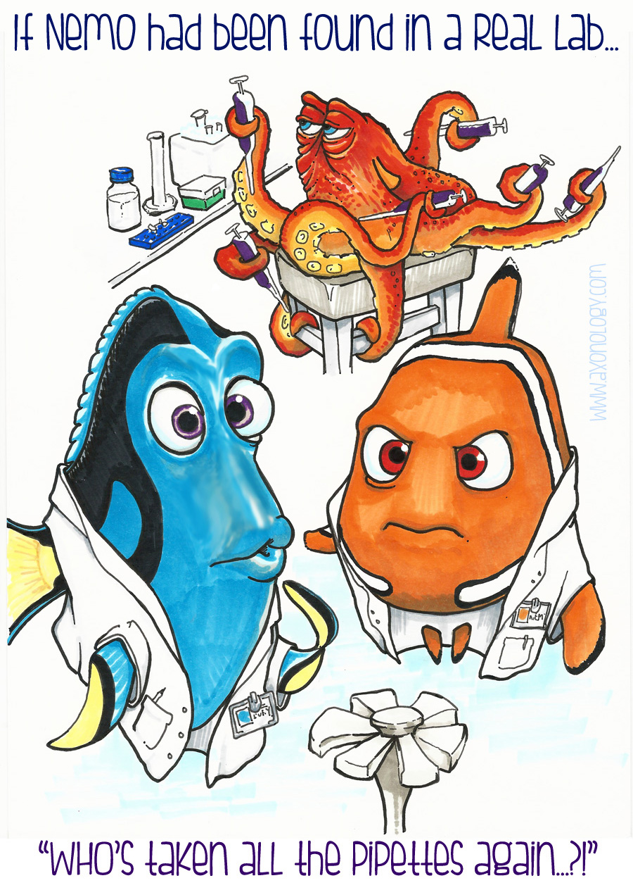 Nemo and Dory in lab